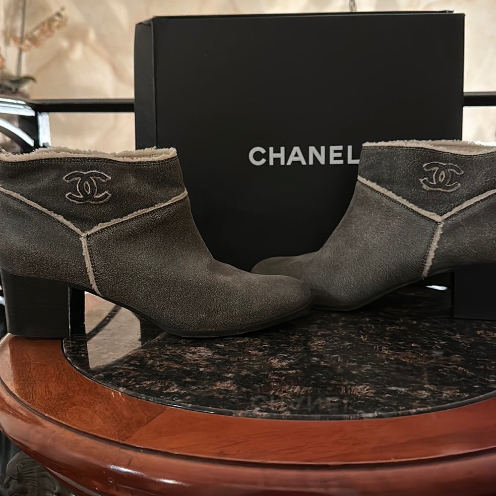 Chanel bootie light gray/charcoal color